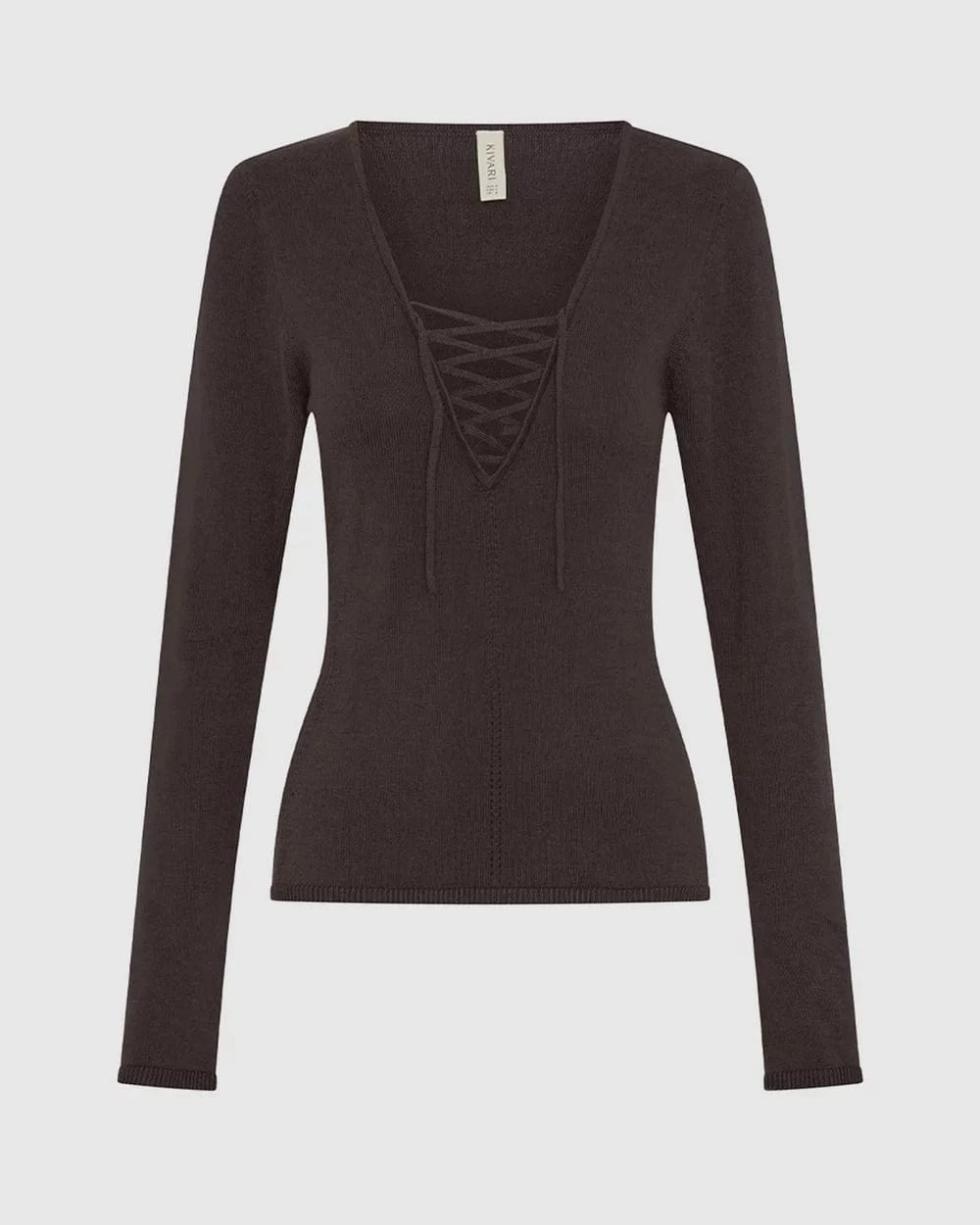 Kivari Tops - Long Sleeve Kivari | Malia Knit Top - Chocolate