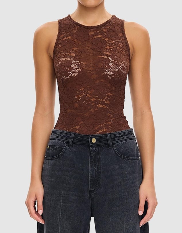 Kivari Tops - Tanks Bonnie Lace Tank - Chocolate