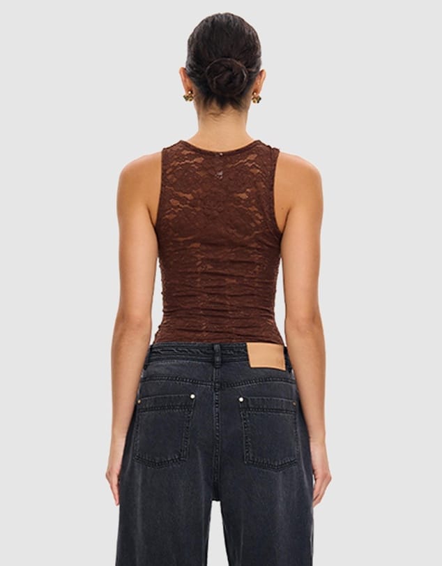 Kivari Tops - Tanks Bonnie Lace Tank - Chocolate