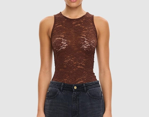 Kivari Tops - Tanks Bonnie Lace Tank - Chocolate