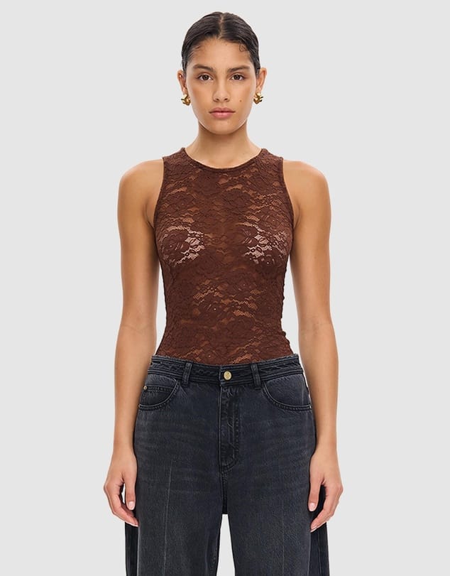 Kivari Tops - Tanks Bonnie Lace Tank - Chocolate