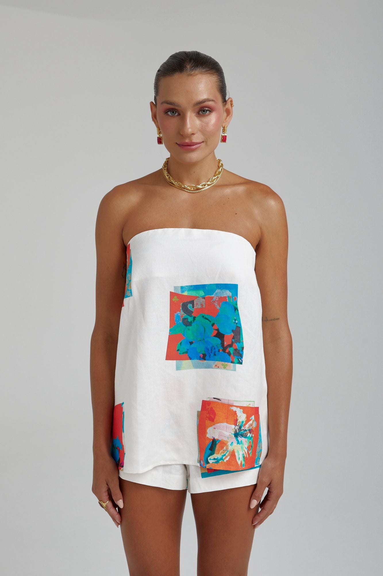 Summi Summi | Strapless Shift Top - Montage White