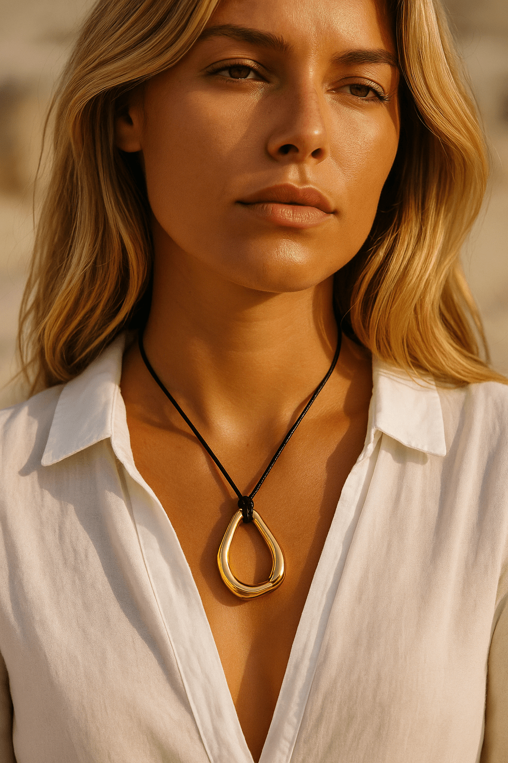 Lumee Line Necklaces Rope Necklace - Gold