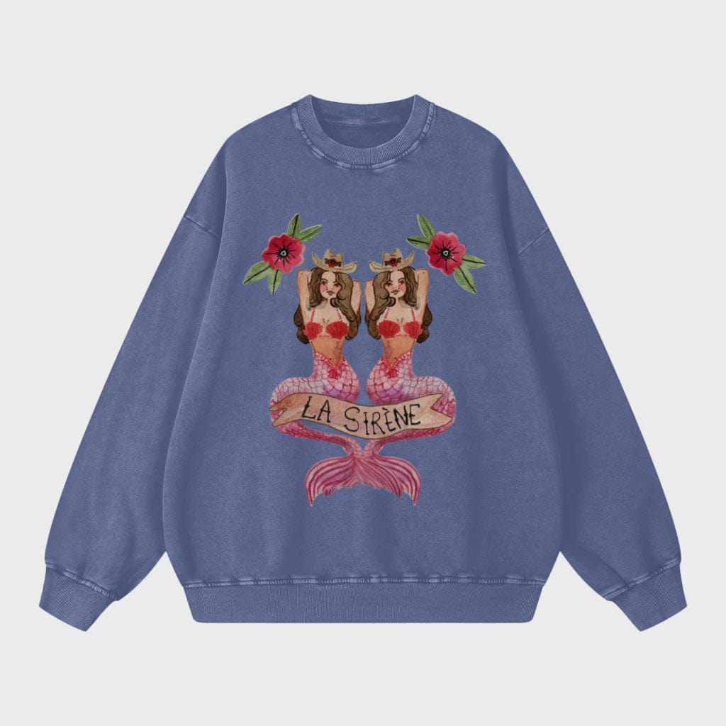 Maku Sweaters Maku | Mermaid LA Sirene Crew Neck - Jeans Blue Snow Wash