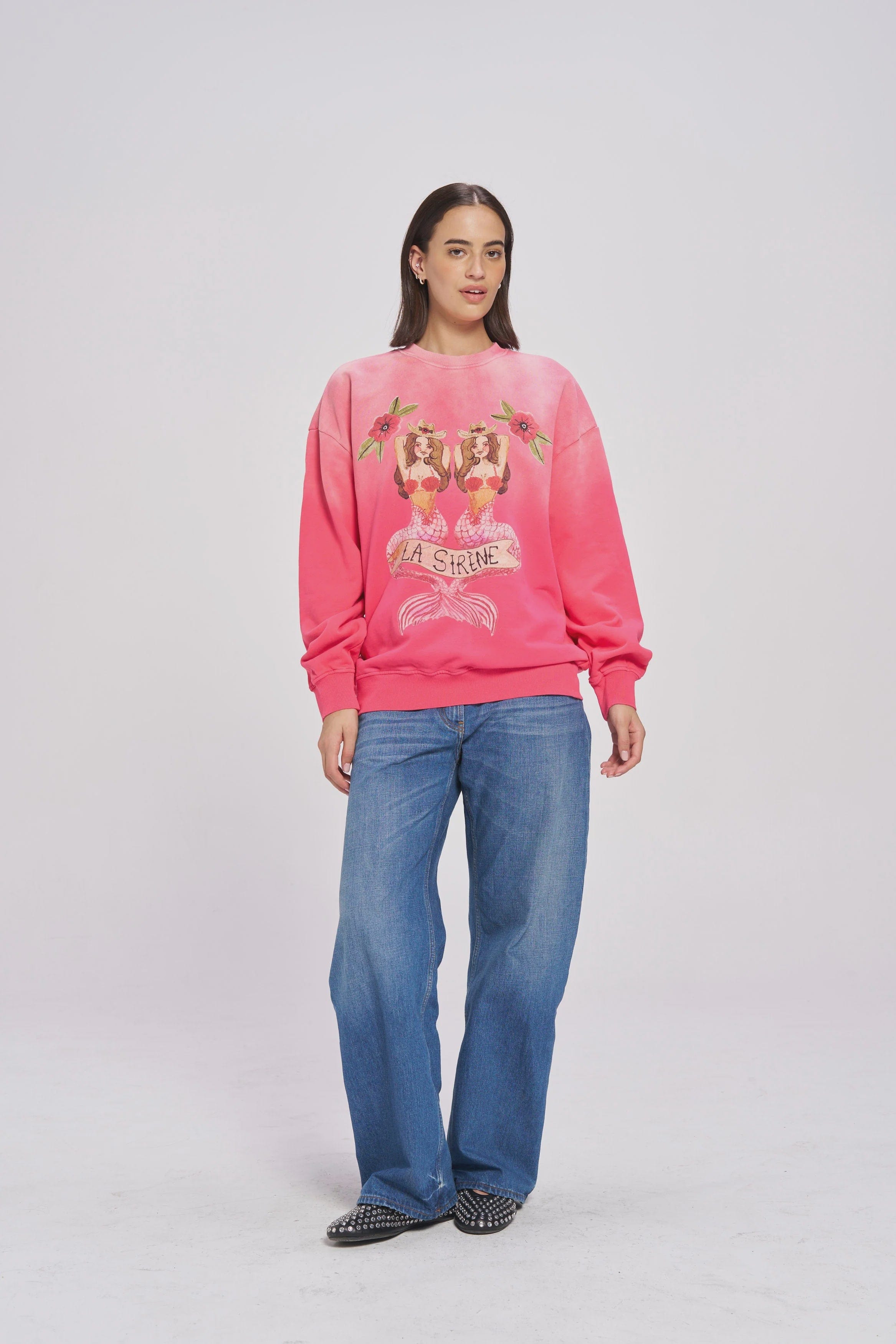 Maku Sweaters Maku | Mermaid LA Sirene Crew Neck - Rose Red Sun Fade