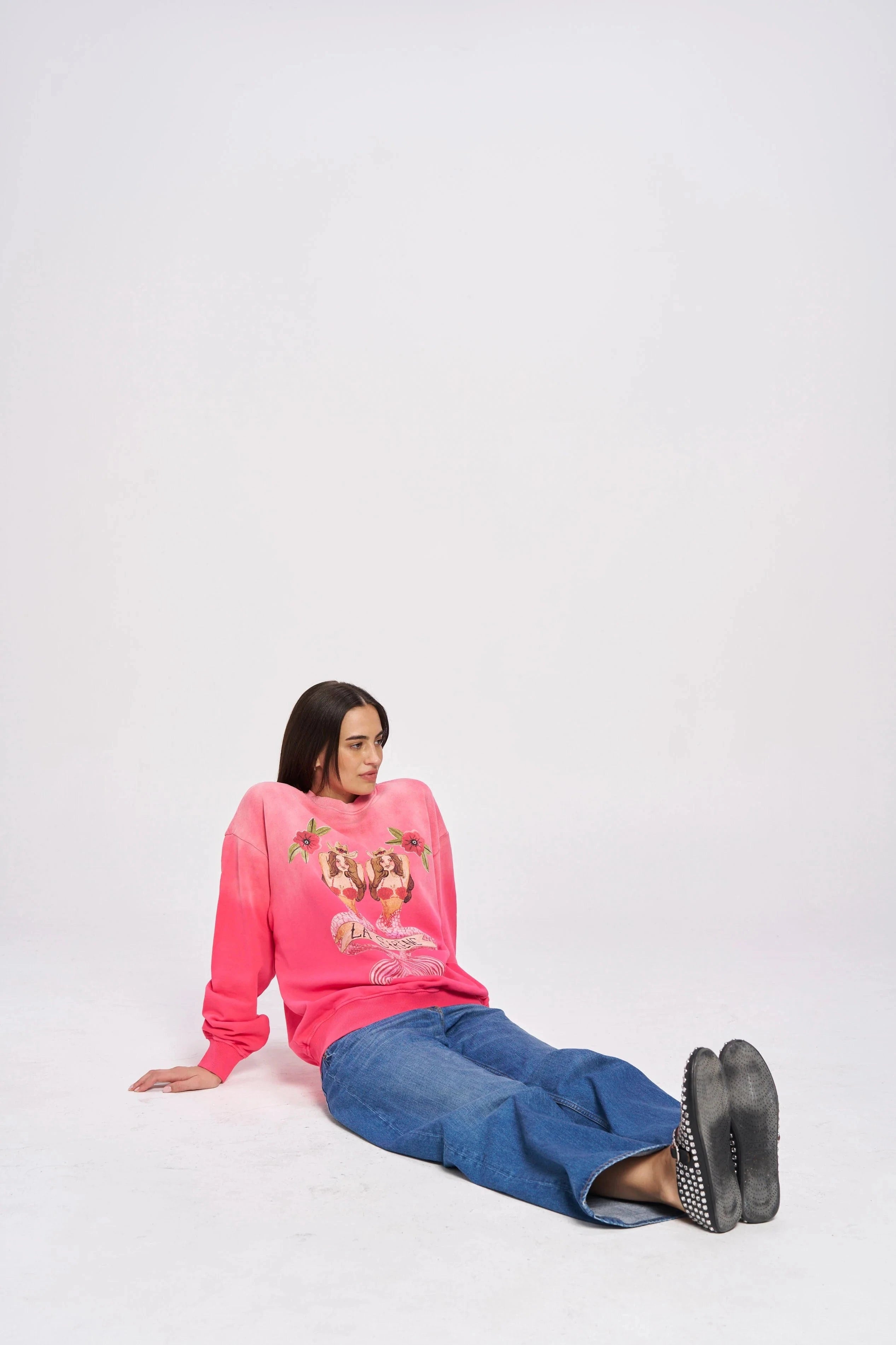 Maku Sweaters Maku | Mermaid LA Sirene Crew Neck - Rose Red Sun Fade