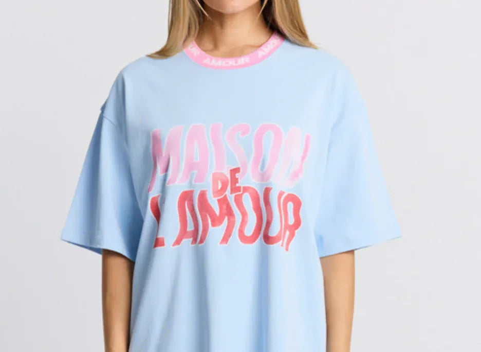 Maku Tees Amour L'Amour Oversized Tee - Baby Blue