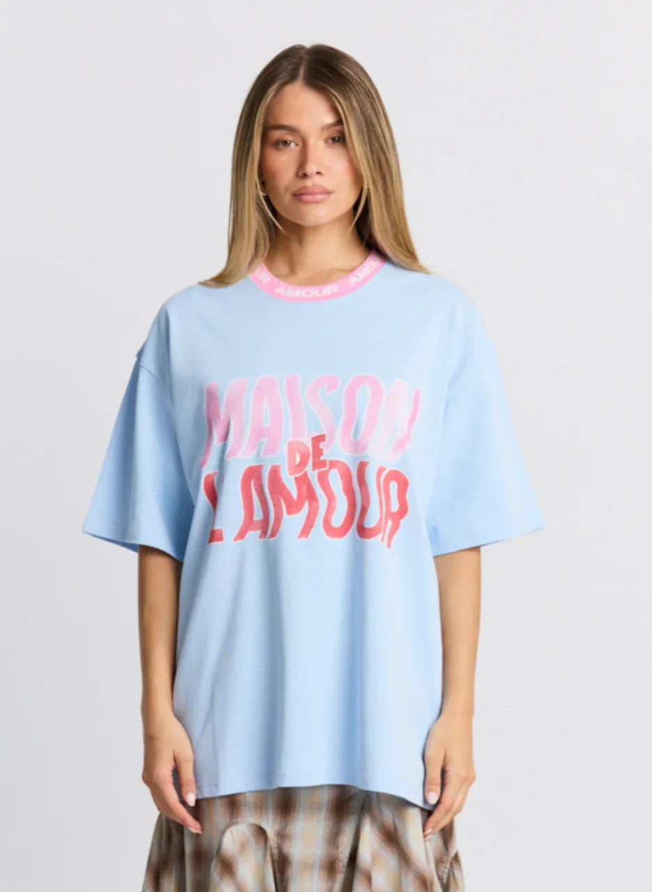 Maku Tees Amour L'Amour Oversized Tee - Baby Blue
