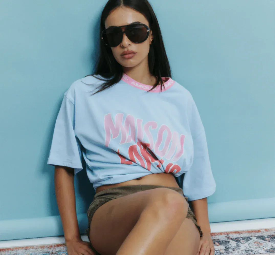 Maku Tees Amour L'Amour Oversized Tee - Baby Blue