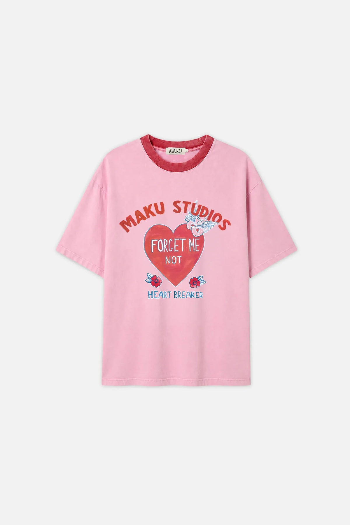Maku Tees Heartbreaker Oversized Tee - Baby Pink
