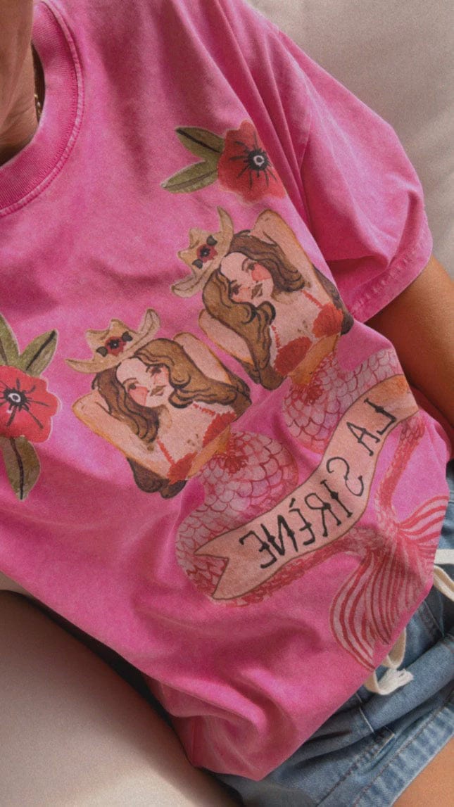 Maku Tees Maku | Mermaid La Sirene Oversize Tee - Rose Red