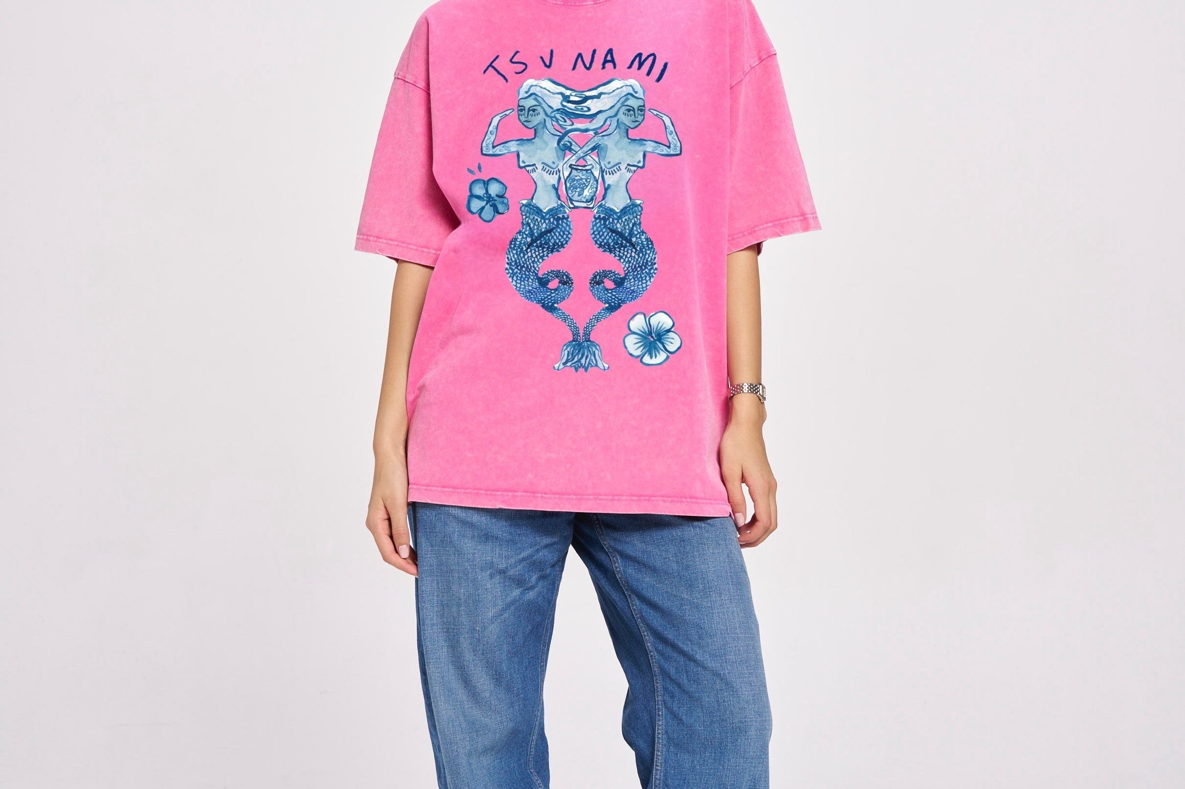 Maku Tees Maku | Tsunami Maiden Oversize Tee - Acid Was Pink