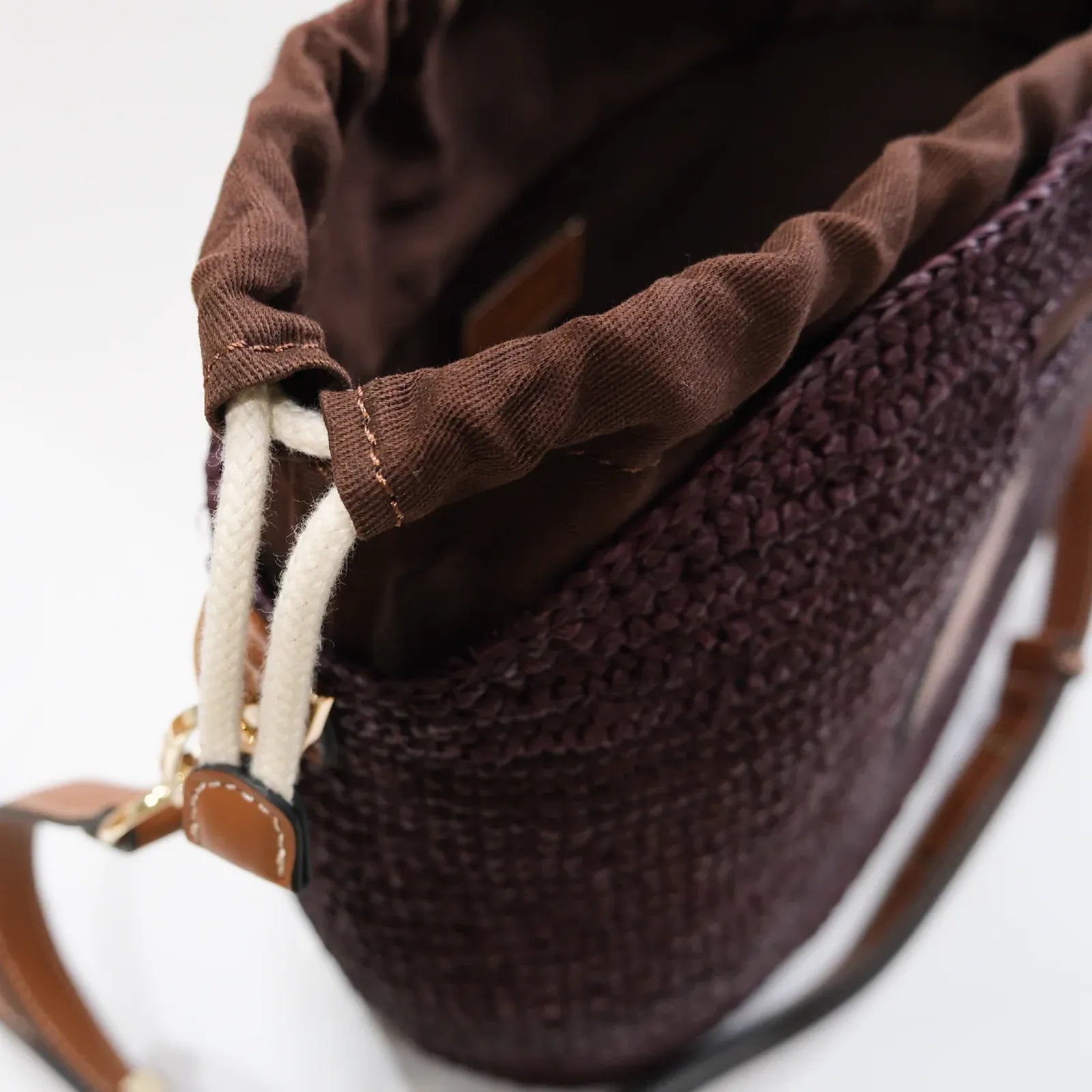 Nim The Label Bags Leather Trim Raffia BB - Cocoa