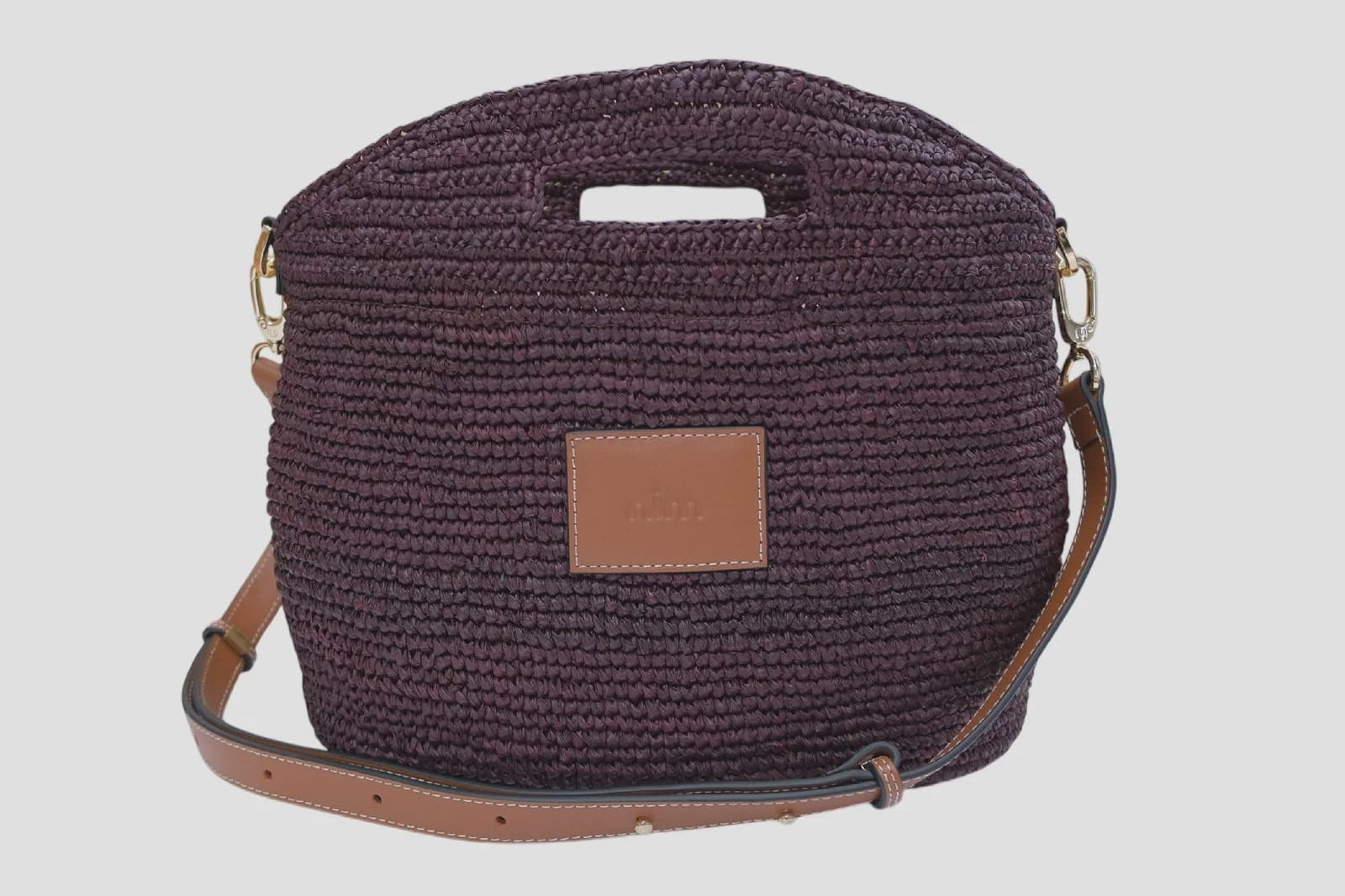 Nim The Label Bags Leather Trim Raffia BB - Cocoa