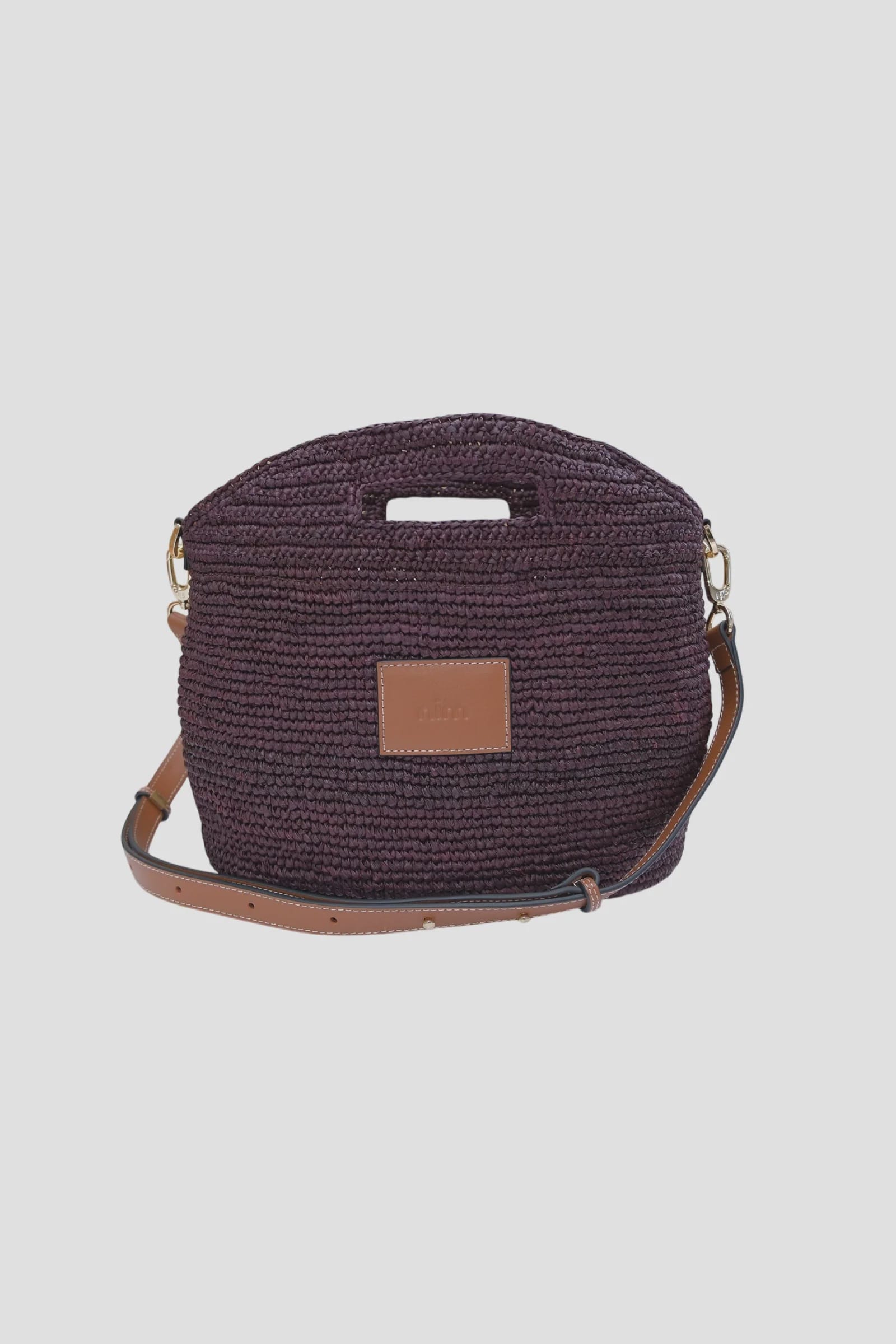 Nim The Label Bags Leather Trim Raffia BB - Cocoa