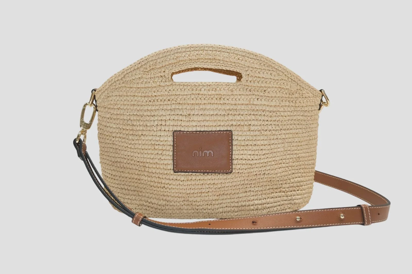 Nim The Label Bags Leather Trimmed Raffia Mini