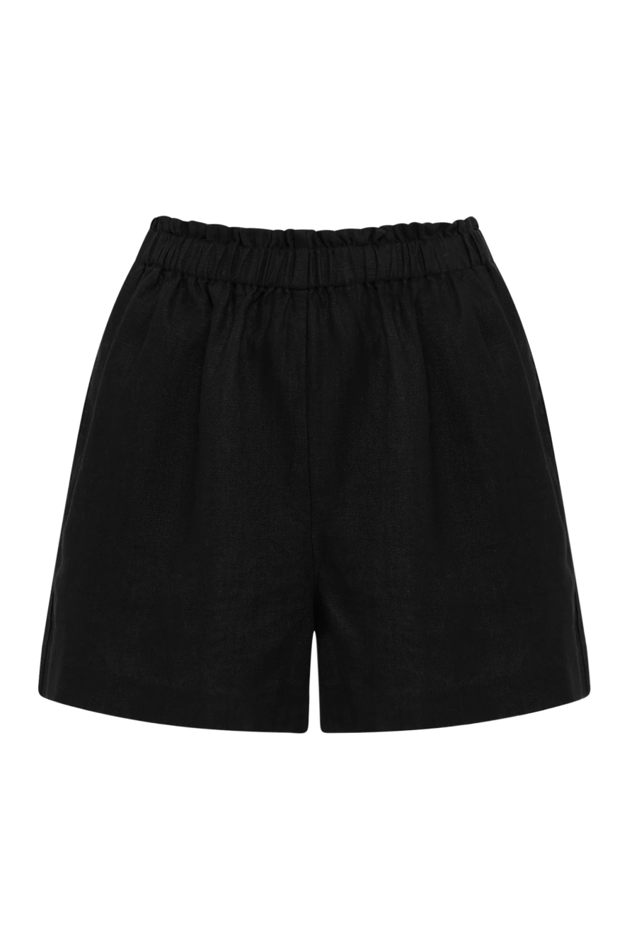 Nude Lucy Shorts - Casual Theo Linen Short - Black