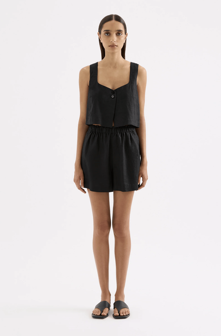 Nude Lucy Shorts - Casual Theo Linen Short - Black