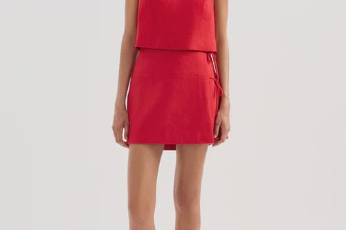 Nude Lucy Skirts Lotta Linen Mini Skirt - Vermillion