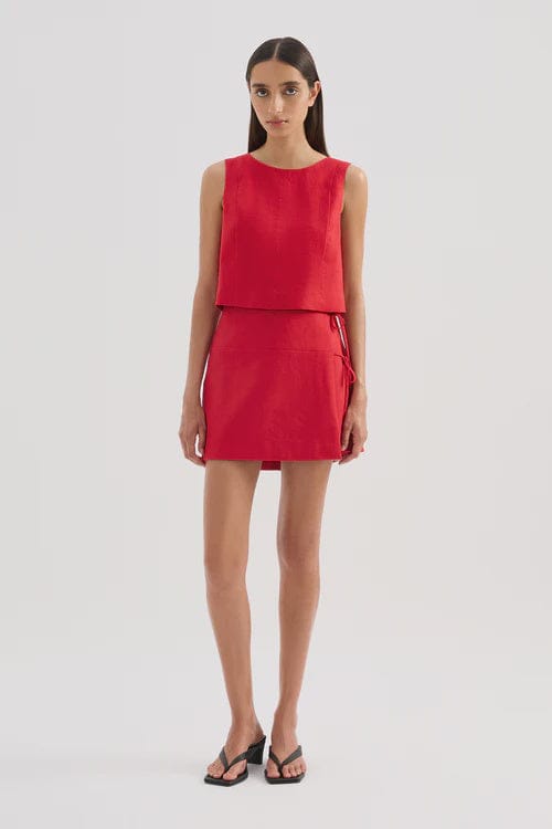 Nude Lucy Skirts Lotta Linen Mini Skirt - Vermillion