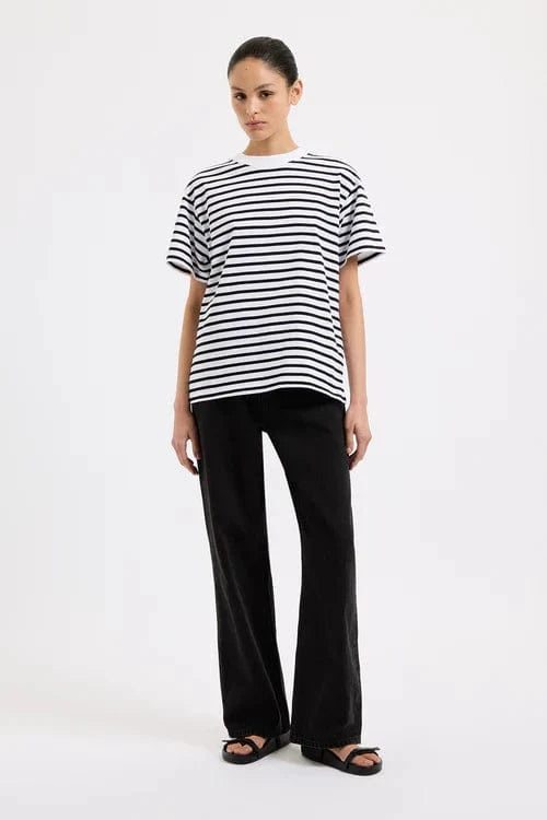 Nude Lucy Tees Nude Lucy | Organic Stripe Boyfriend Tee - Black Stripe