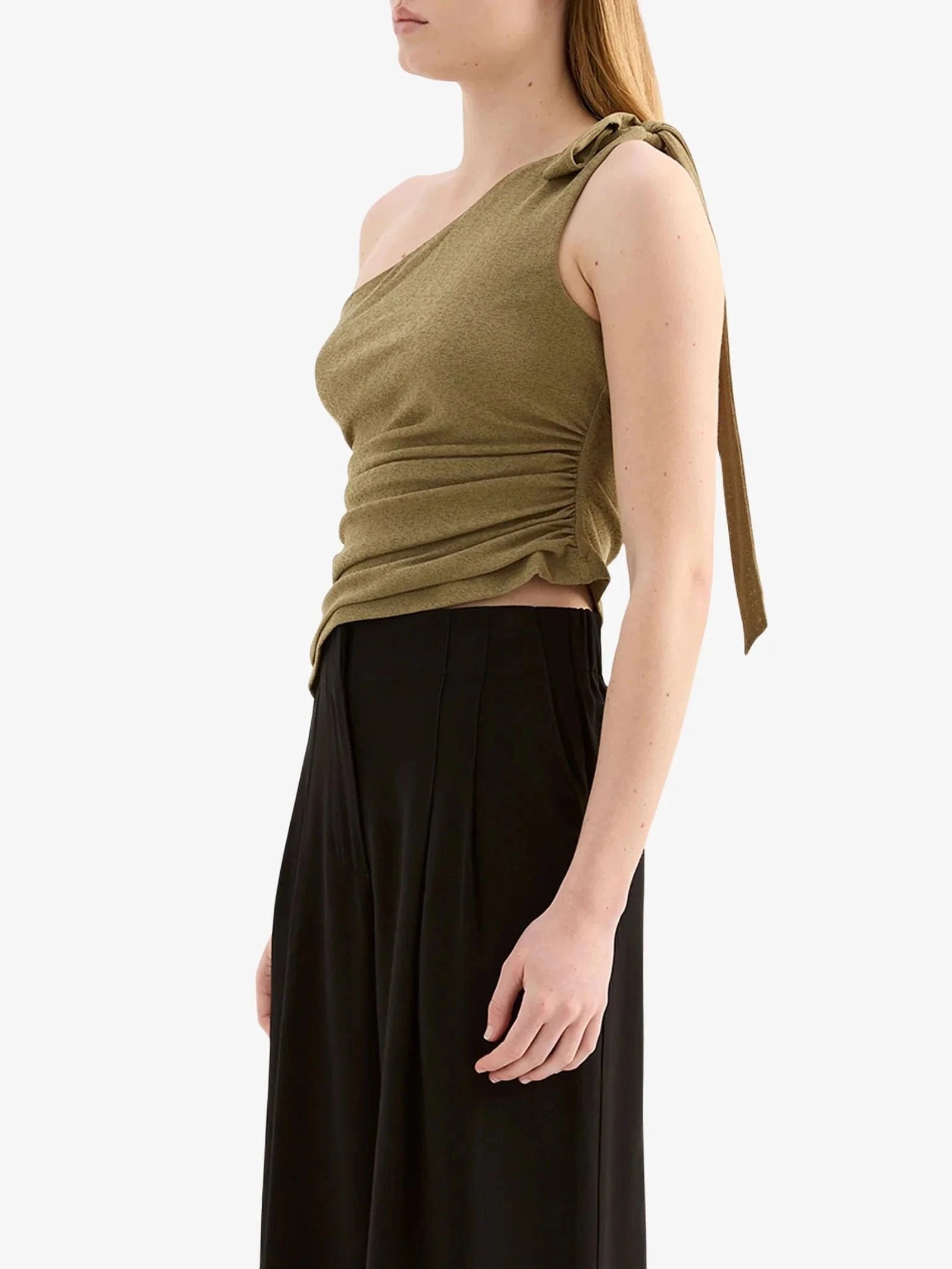 Nude Lucy Tops - Casual Fiora Mesh Top - Deep Olive
