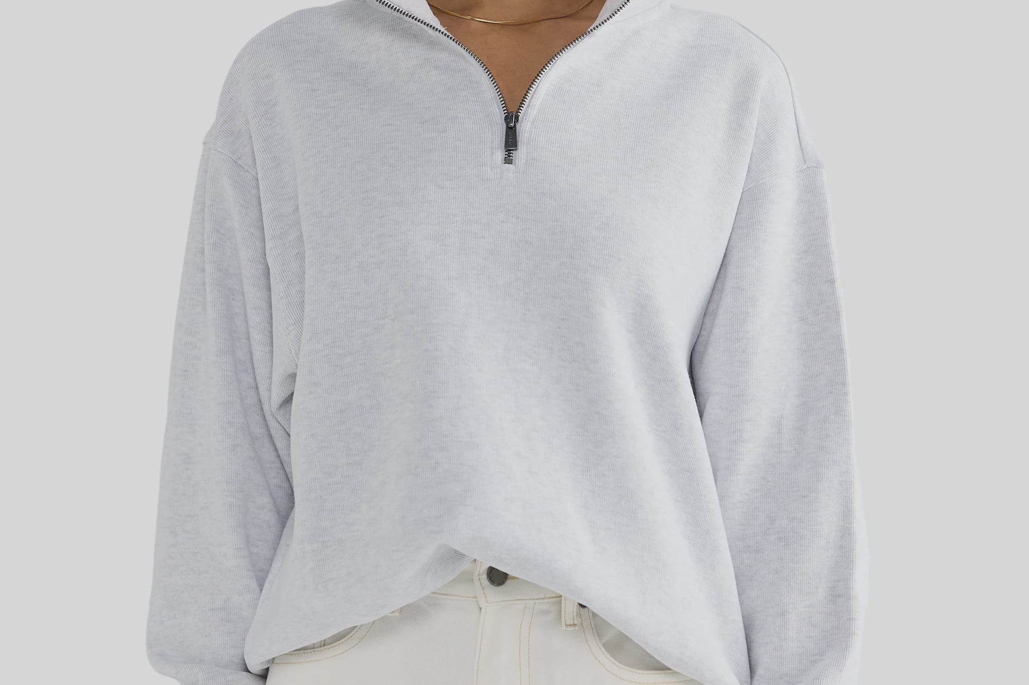 ORTC Jumpers Ava Ribbed Quarter Zip - White Marle