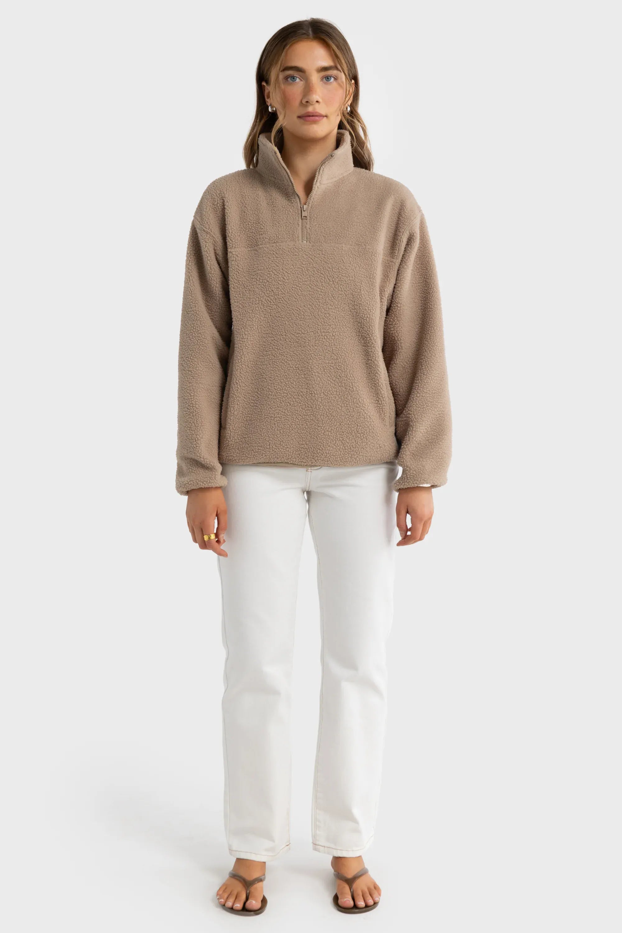 ORTC Jumpers Sherpa Fleece Quarter Zip - Teddy