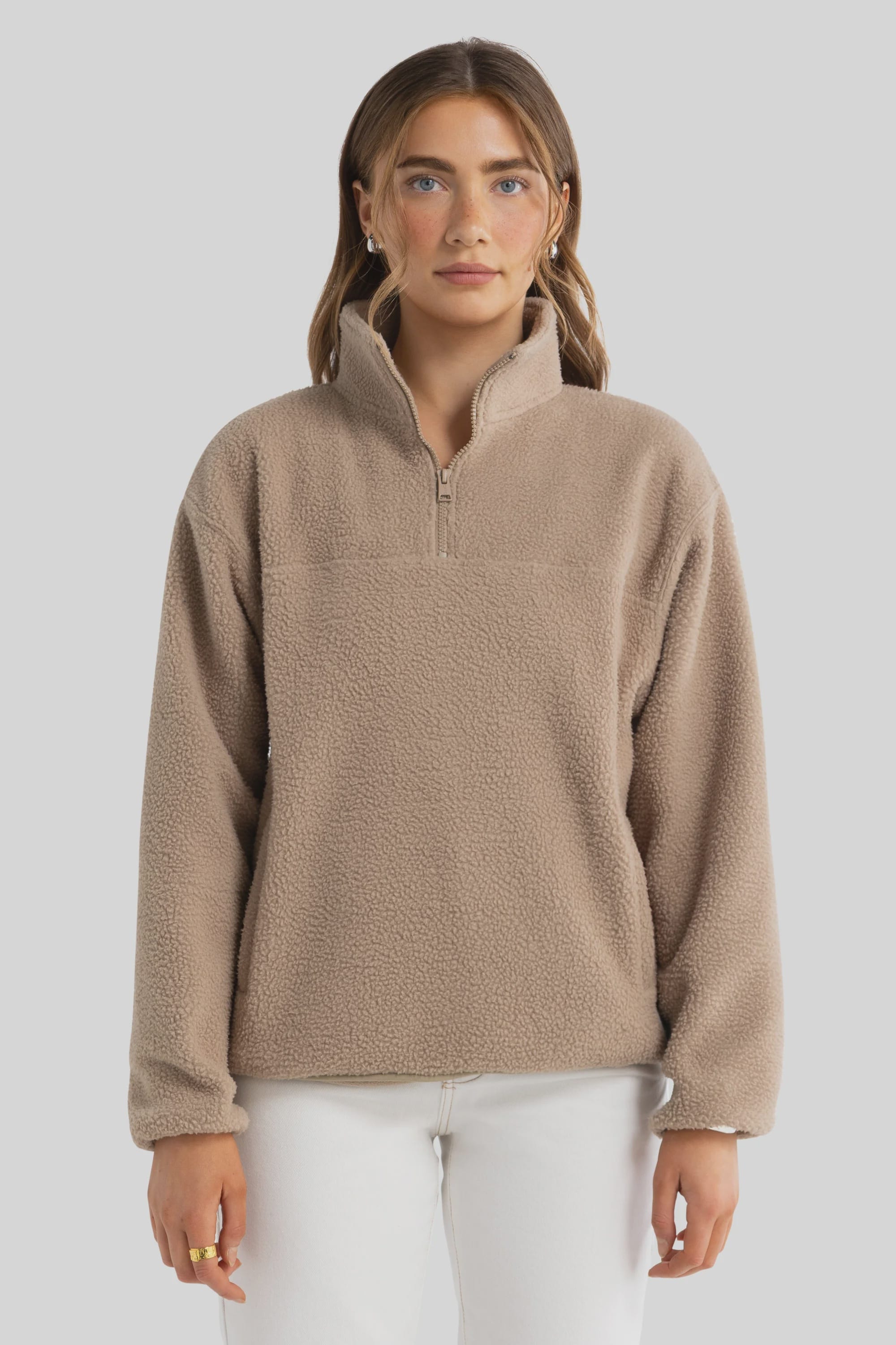 ORTC Jumpers Sherpa Fleece Quarter Zip - Teddy