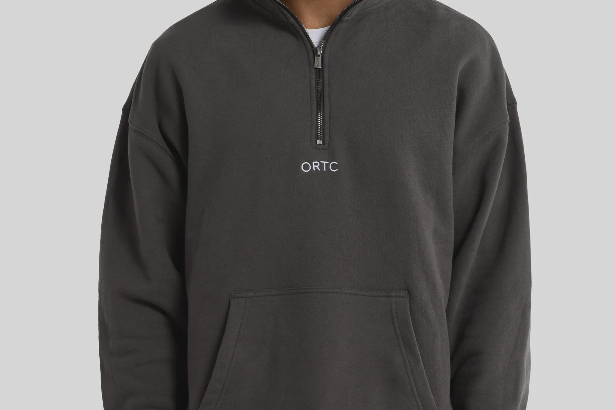 ORTC Sweaters Harry Logo Quarter Zip - Charcoal