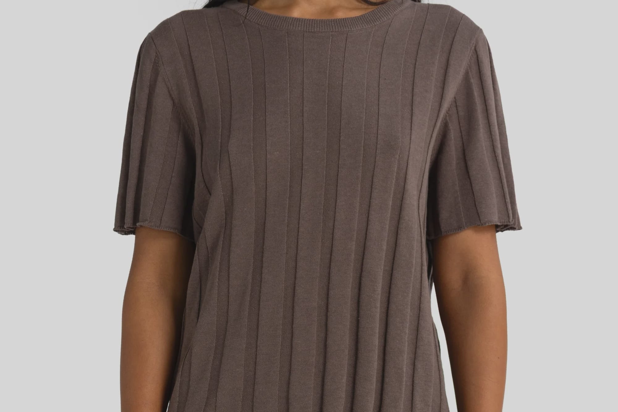 ORTC Tops Amara Relaxed Knit T Shirt - Espresso