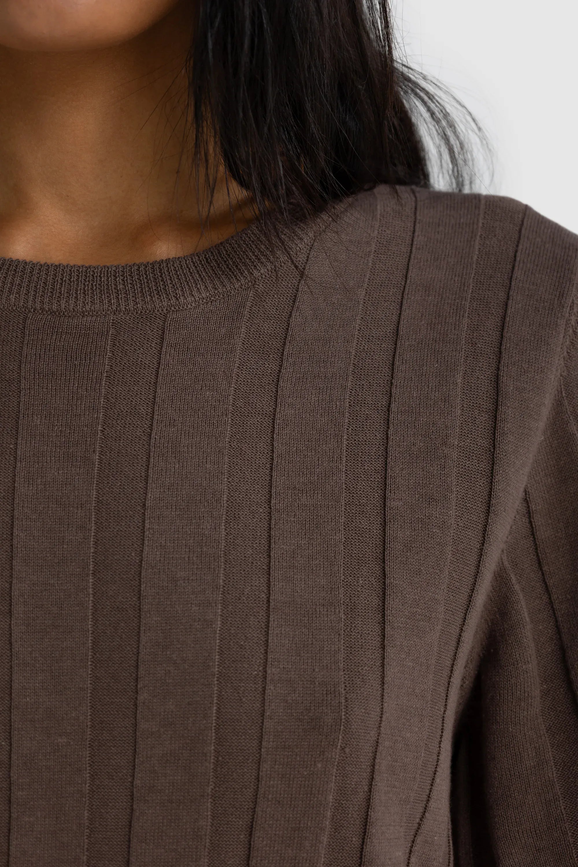 ORTC Tops Amara Relaxed Knit T Shirt - Espresso