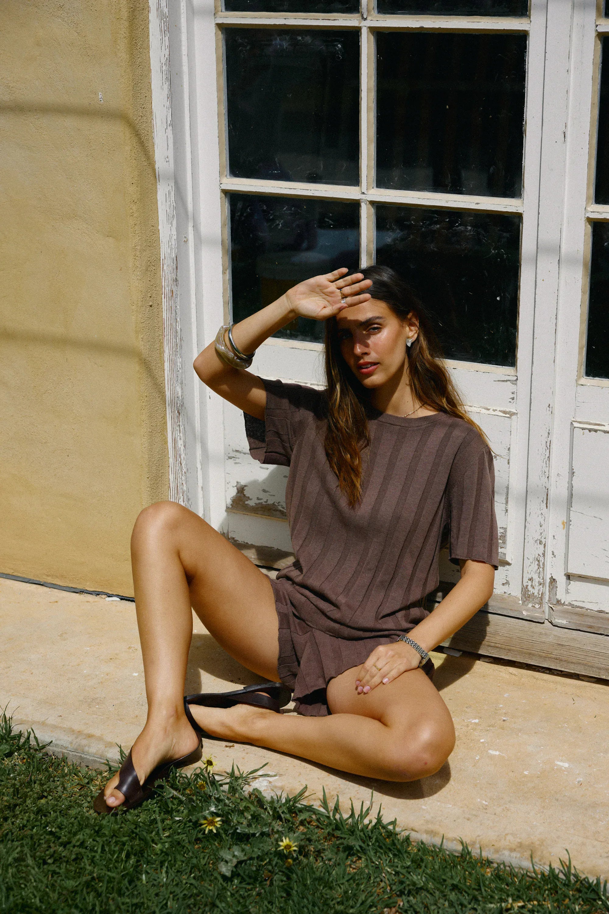 ORTC Tops Amara Relaxed Knit T Shirt - Espresso