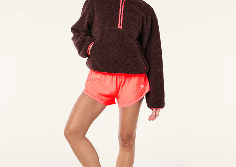 P.E Nation Jumpers Verde Sherpa Quarter Zip - Mahogany /Diva Pink