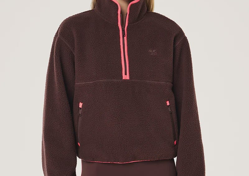 P.E Nation Jumpers Verde Sherpa Quarter Zip - Mahogany /Diva Pink