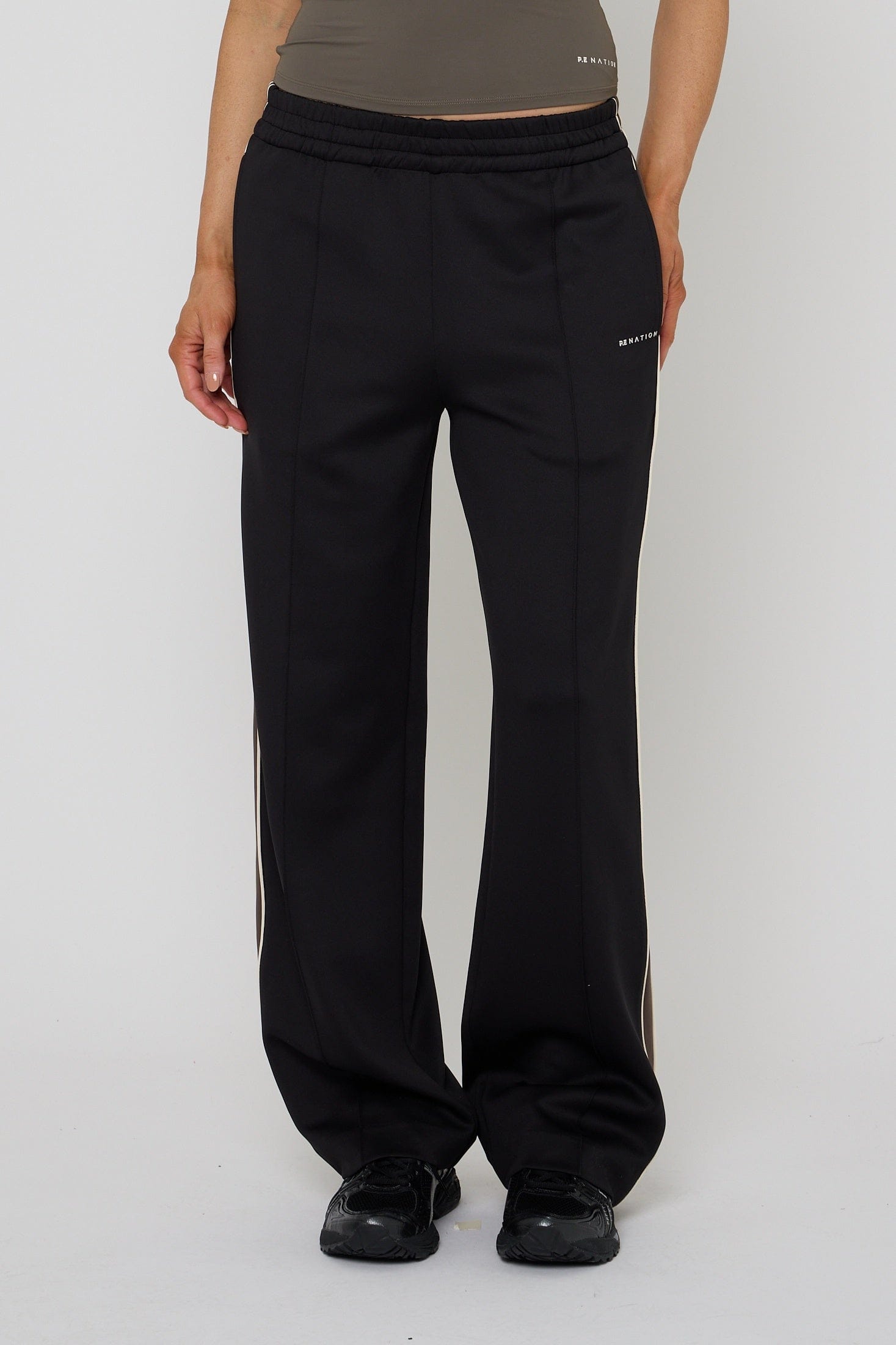 P.E Nation Pants - Casual Man Down Track Pant - Black Major Brown