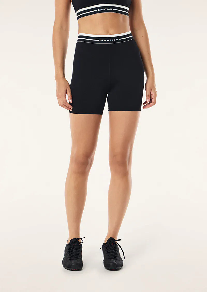 P.E Nation Shorts - Activewear Avant 5" Bike Short - Black/ Whisper White