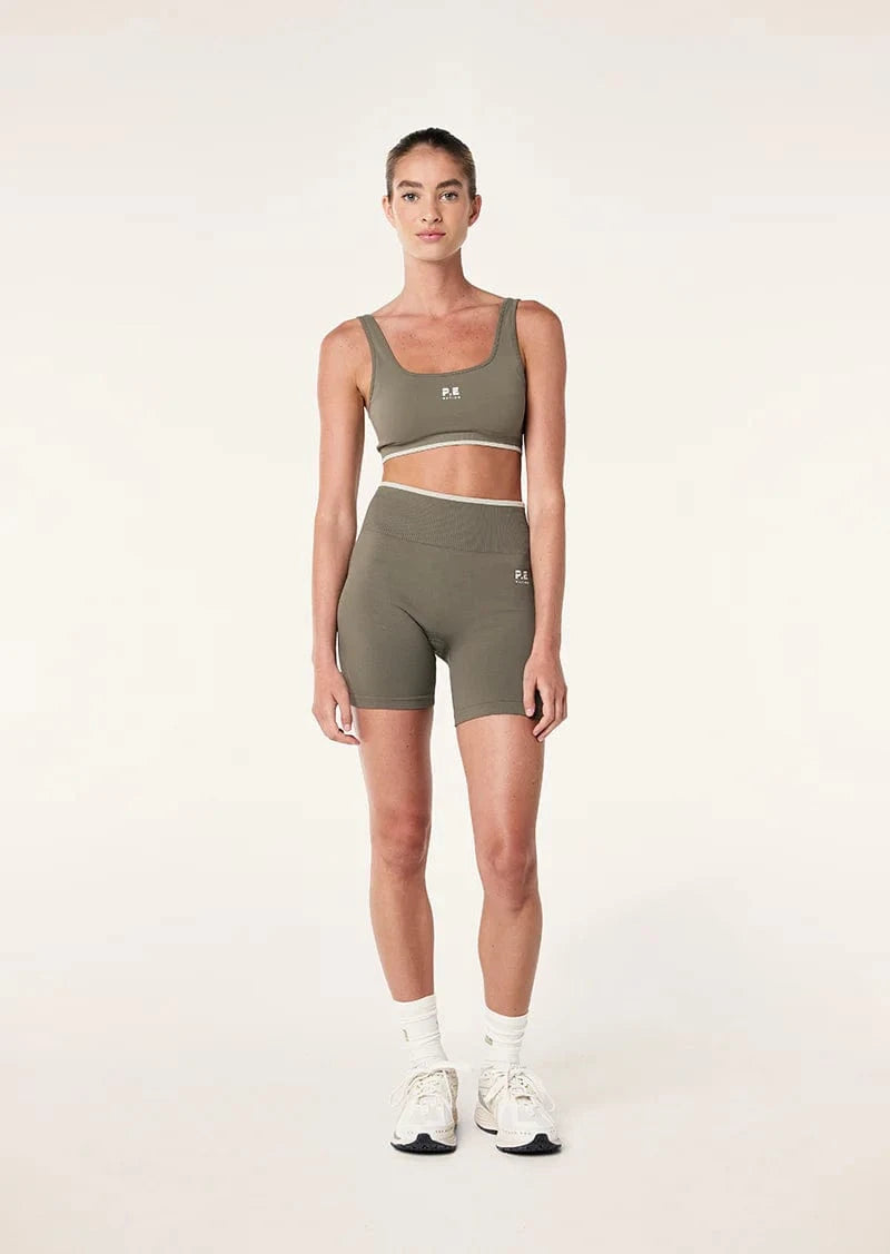 P.E Nation Shorts - Activewear P.E Nation | Restore Seamless 5" Bike Shorts - Khaki