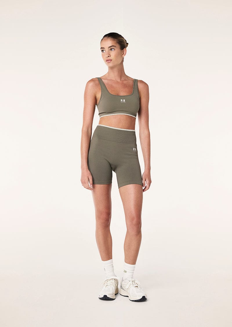 P.E Nation Shorts - Activewear P.E Nation | Restore Seamless 5" Bike Shorts - Khaki