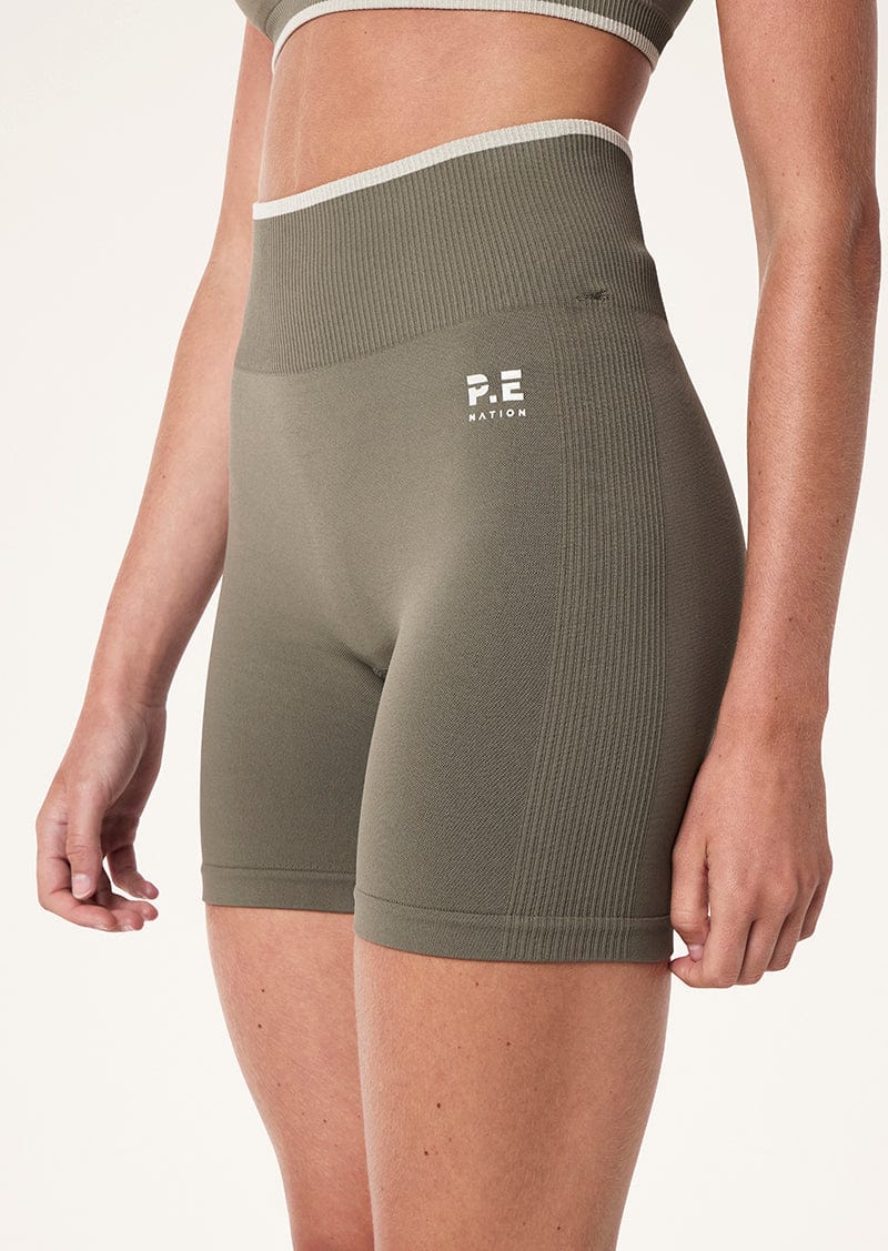 P.E Nation Shorts - Activewear P.E Nation | Restore Seamless 5" Bike Shorts - Khaki