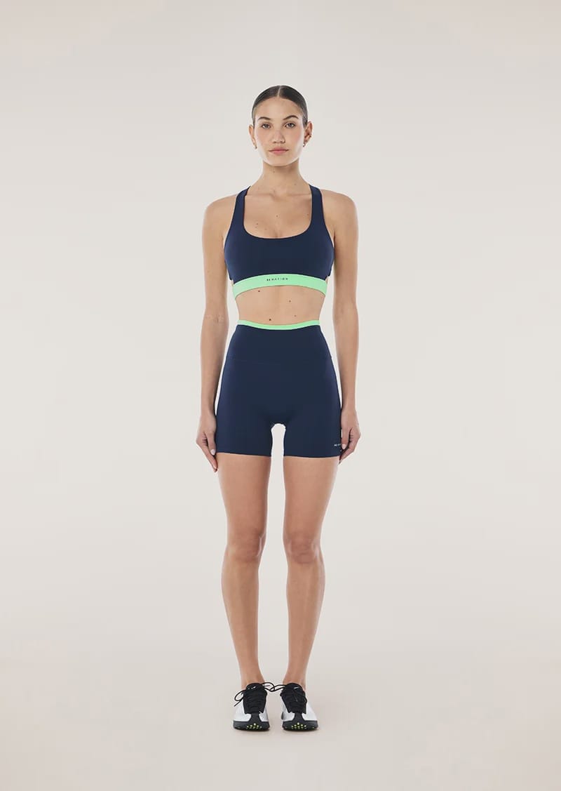 P.E Nation Shorts - Bike Stellar 5 Inch Bike Short - Dark Navy/Kiwi Green
