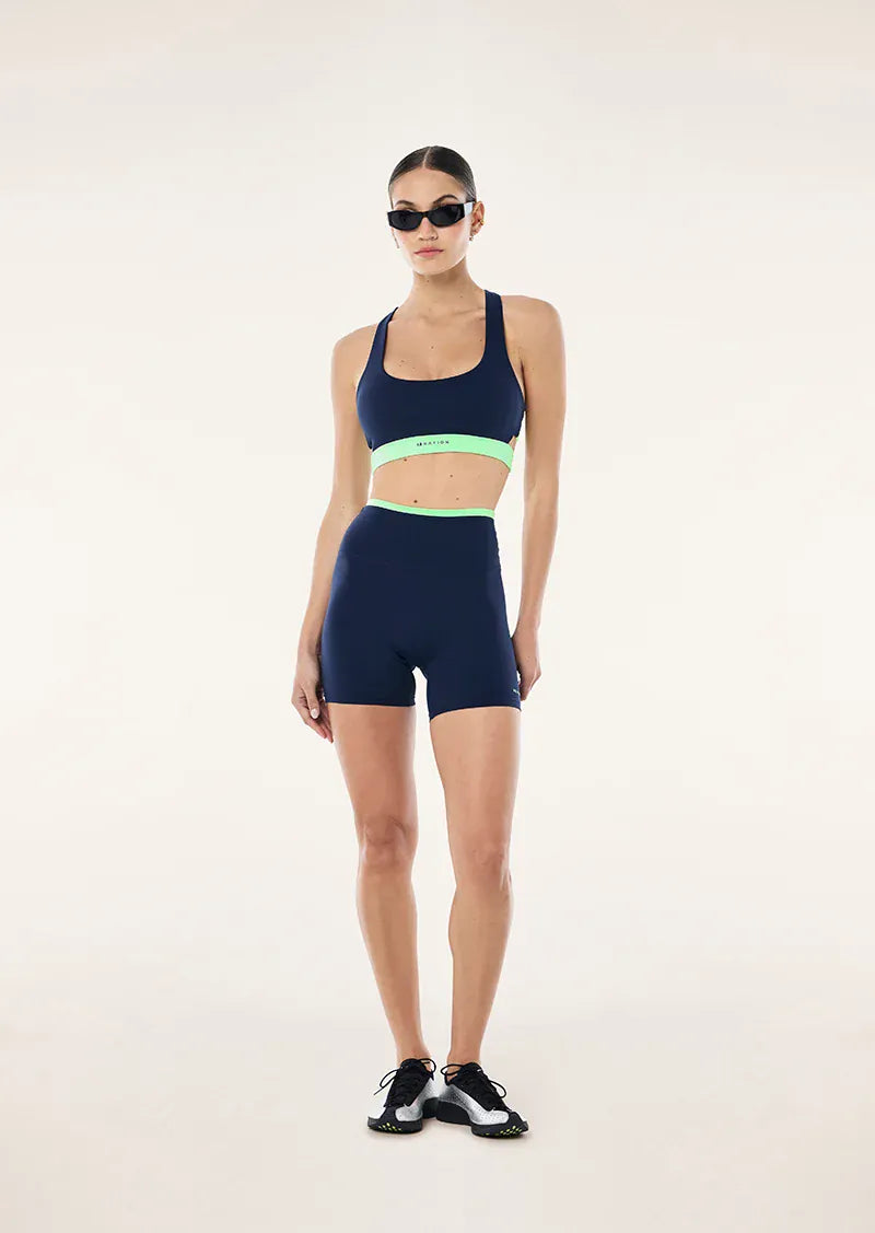 P.E Nation Shorts - Bike Stellar 5 Inch Bike Short - Dark Navy/Kiwi Green