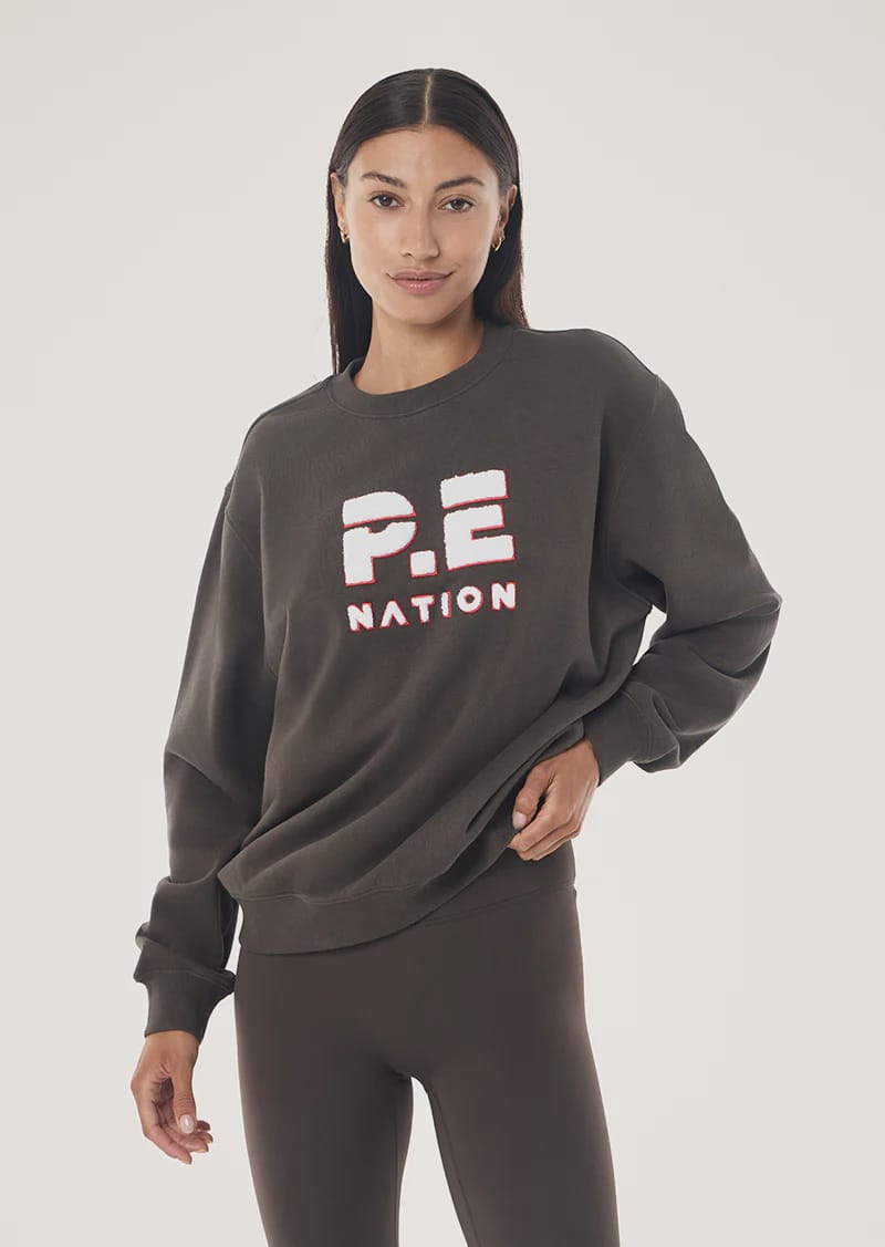 P.E Nation Sweaters Heads Up Boucle Sweat - Dark Olive