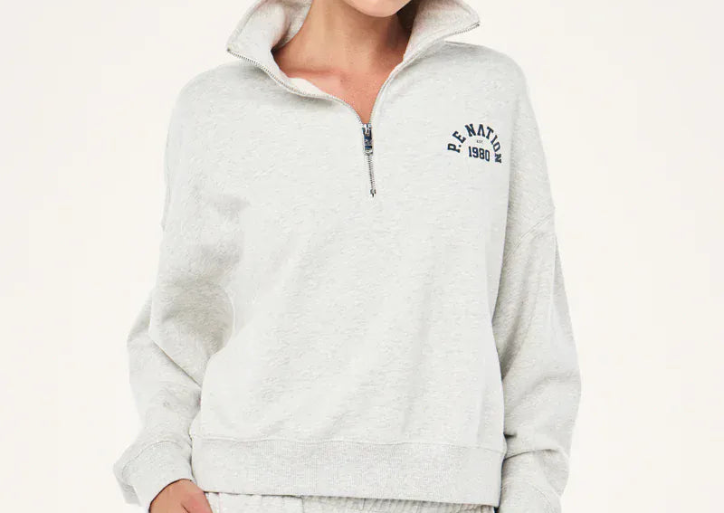 P.E Nation Sweaters Swerve Zip Neck - Grey Marle