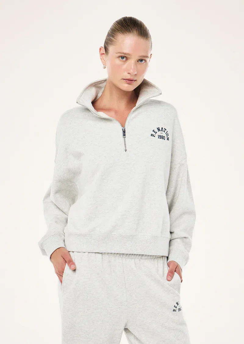 P.E Nation Sweaters Swerve Zip Neck - Grey Marle