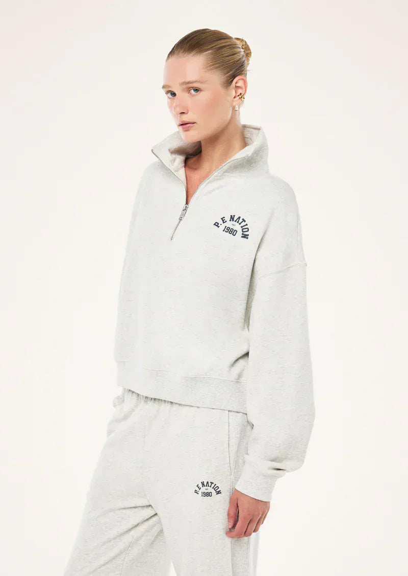P.E Nation Sweaters Swerve Zip Neck - Grey Marle