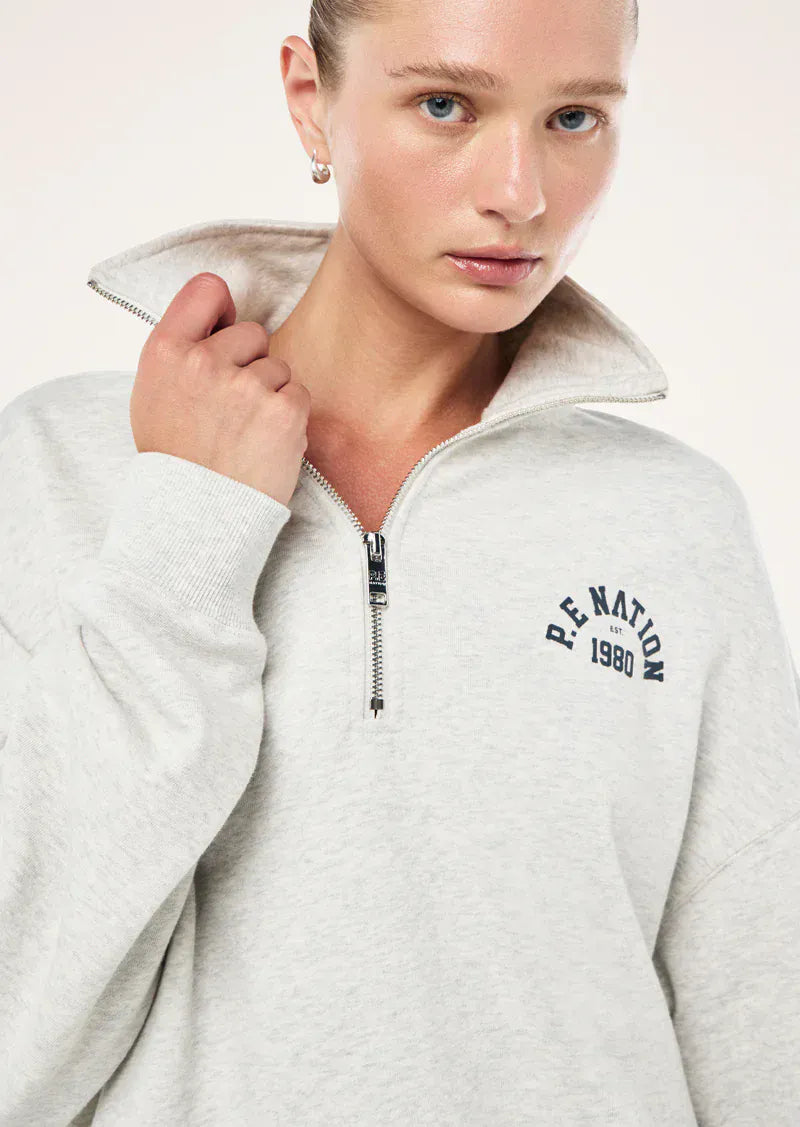 P.E Nation Sweaters Swerve Zip Neck - Grey Marle