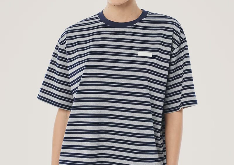 P.E Nation Tees Oversized Spark Tee - Dark Navy Stripe