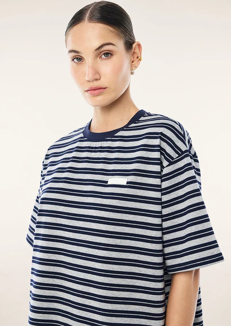 P.E Nation Tees Oversized Spark Tee - Dark Navy Stripe