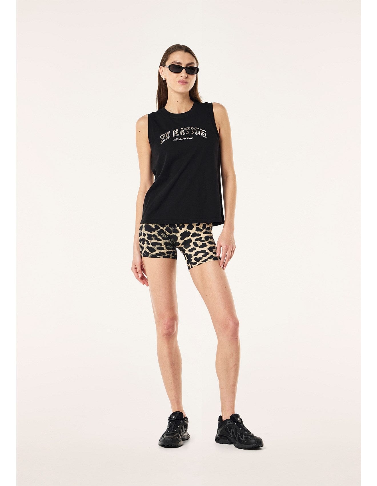 P.E Nation Tops - Activewear Area Tank - Black/Leopard